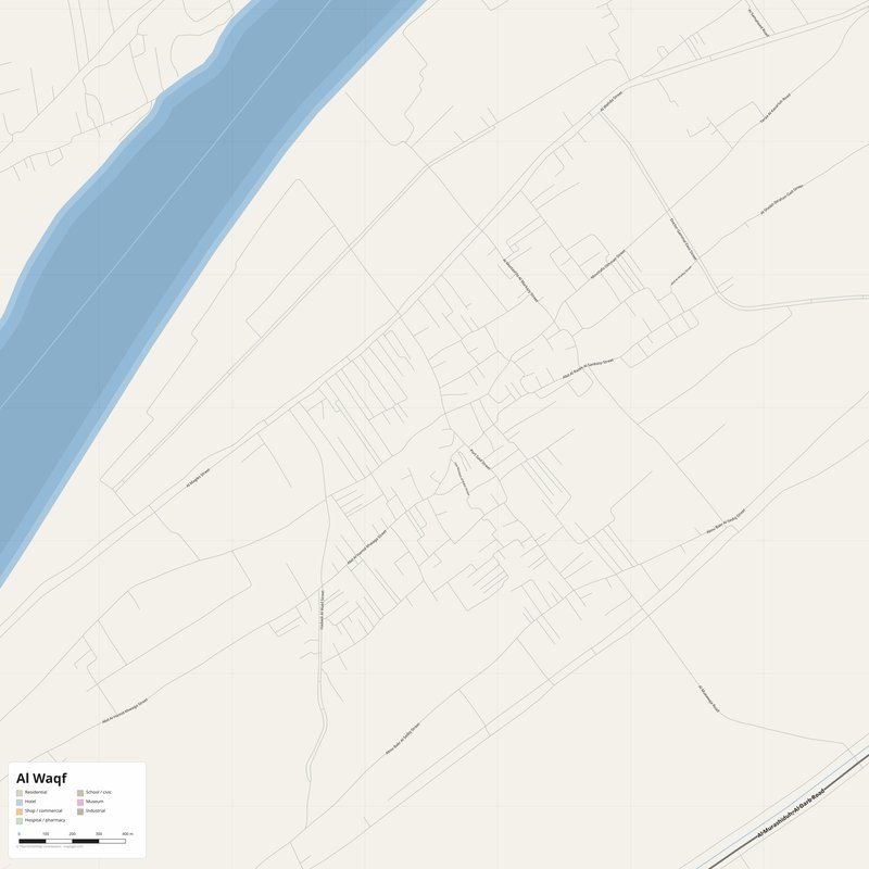 Al Waqf Map PDF — Printable Street Map Poster with House Numbers