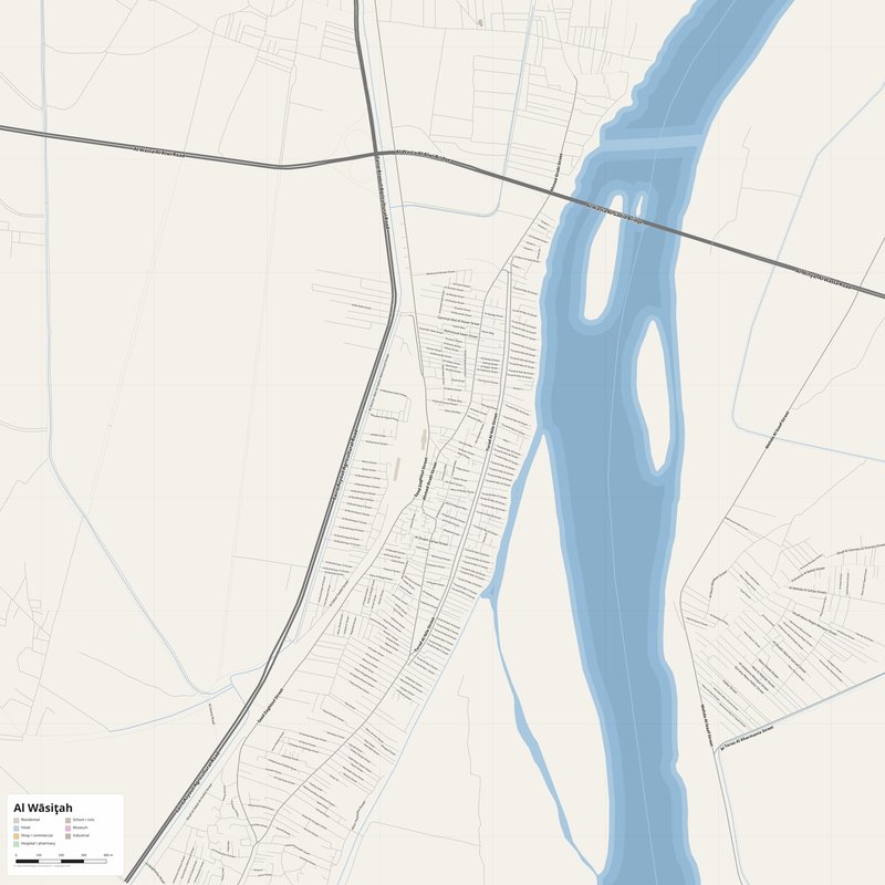 Al Wāsiţah Map PDF — Printable Street Map Poster with House Numbers