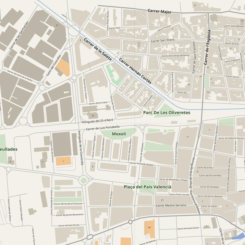 Alaquàs street map with house numbers — printable address map PDF, Spain