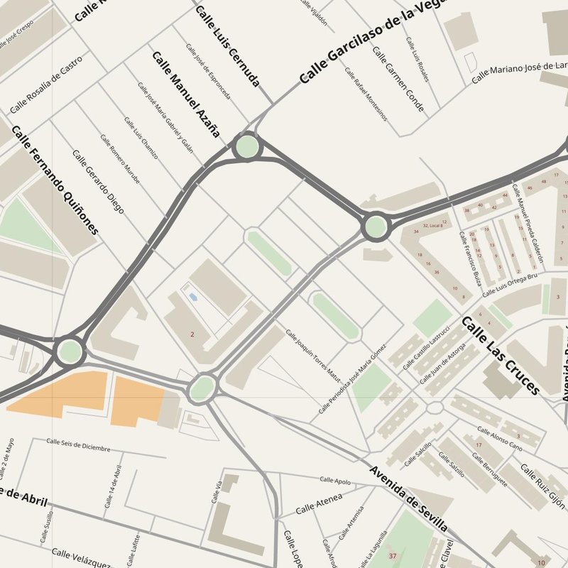 Alcalá de Guadaira street map with house numbers — printable address map PDF, Spain