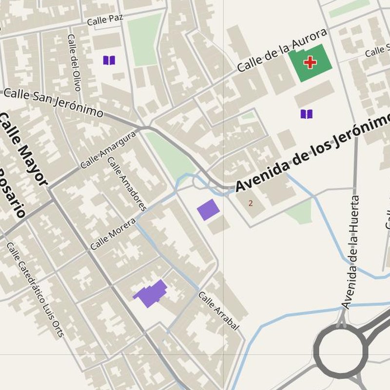 Alcantarilla map with house numbers, hospitals, police and fire stations — printable PDF, Spain