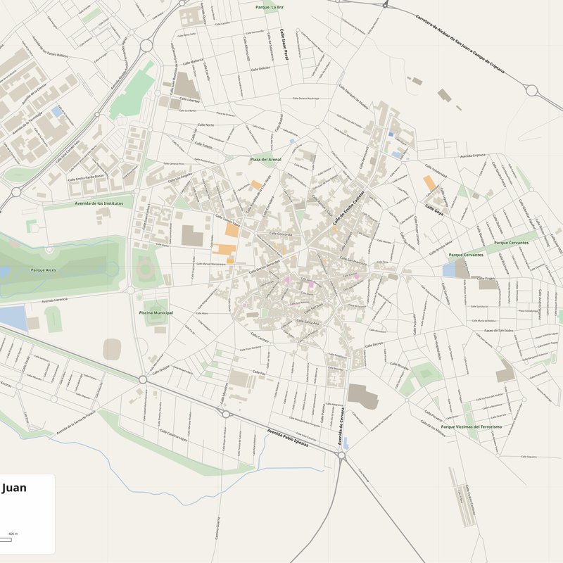 Mapa de Alcázar de San Juan PDF — plano callejero imprimible con números de casa