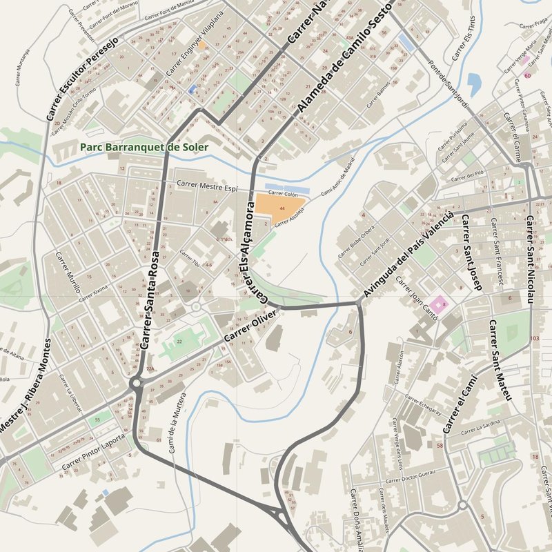 Alcoy street map with house numbers — printable address map PDF, Spain