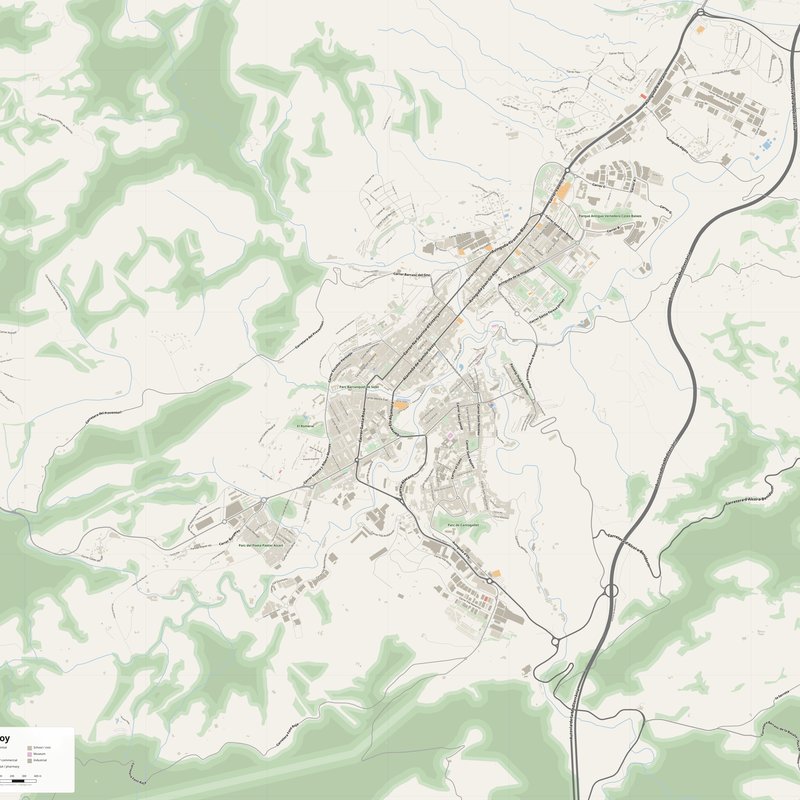 Alcoy Map PDF — Printable Street Map Poster with House Numbers