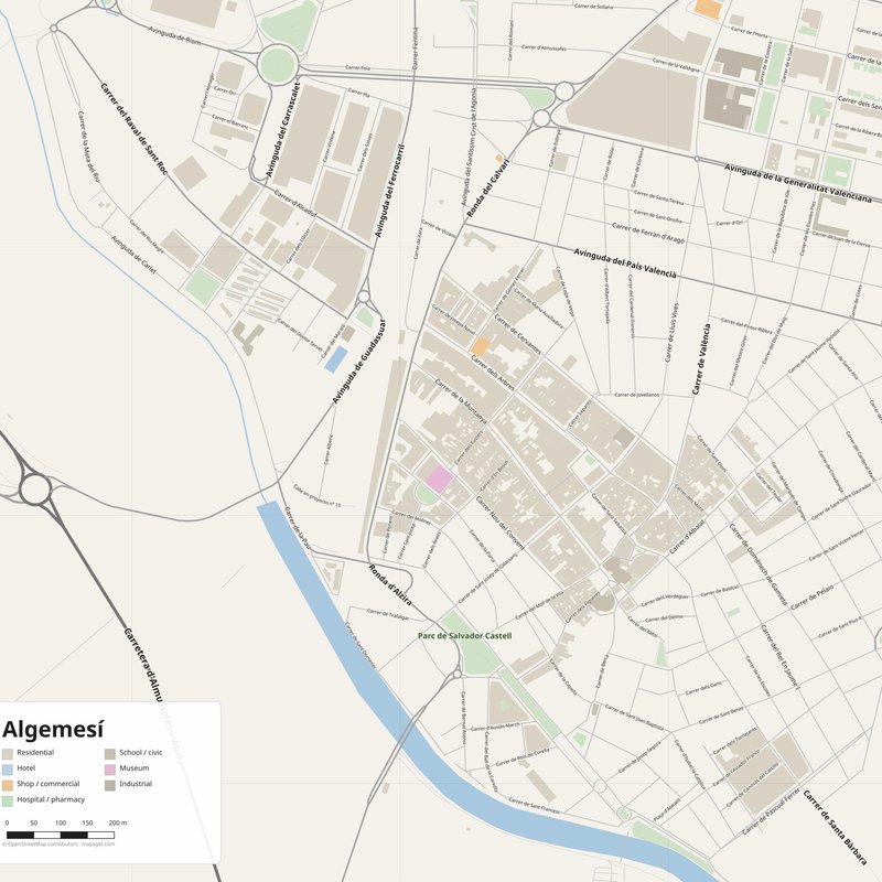 Algemesí Map PDF — Printable Street Map Poster with House Numbers