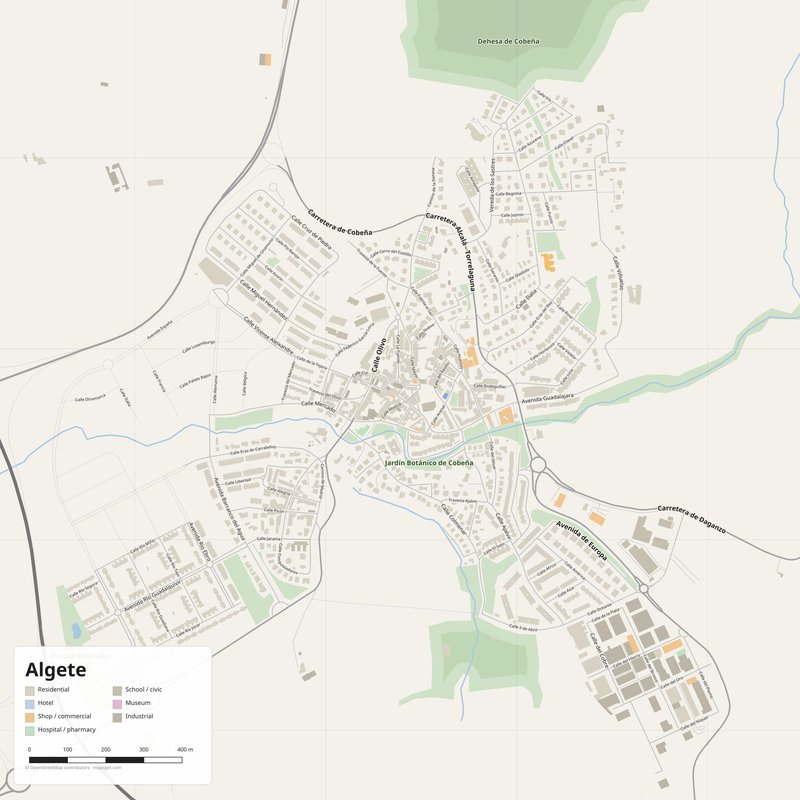 Algete Map PDF — Printable Street Map Poster with House Numbers
