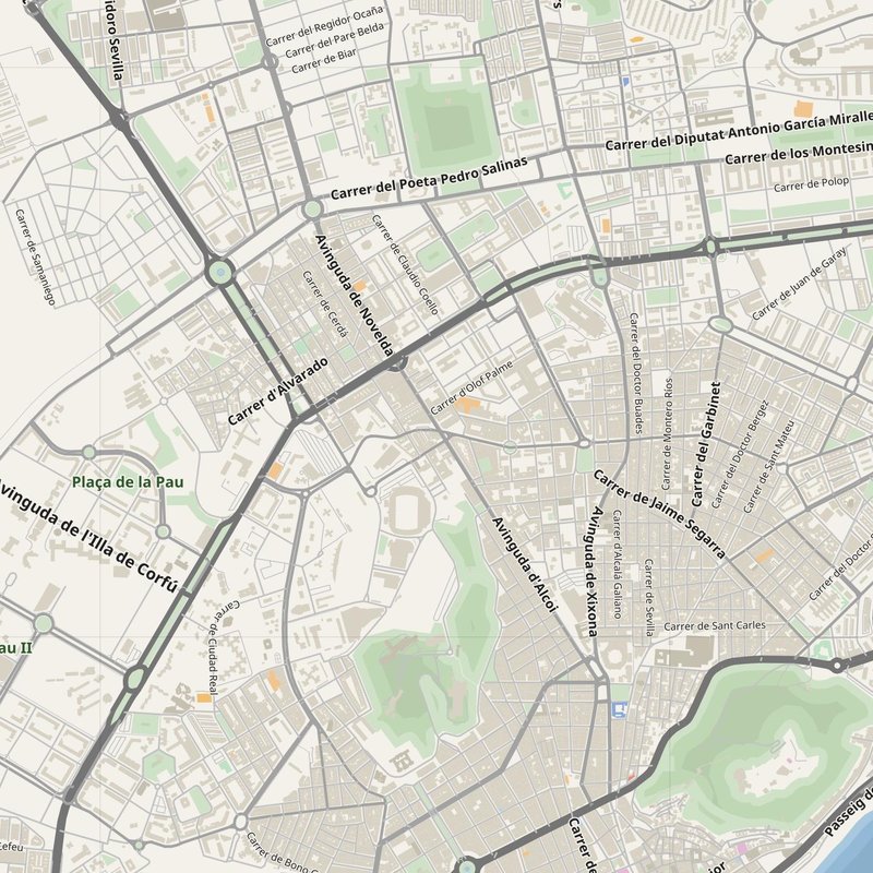 Alicante street map with house numbers — printable address map PDF, Spain