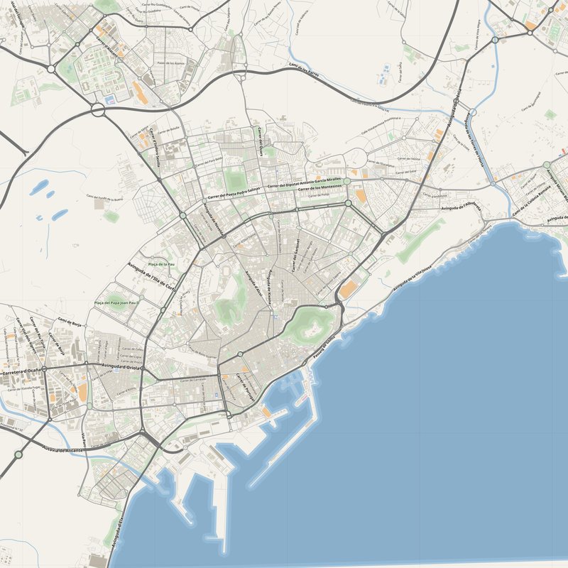 Alicante Map PDF — Printable Street Map Poster with House Numbers