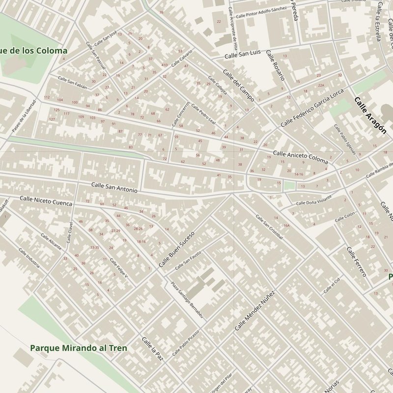 Almansa street map with house numbers — printable address map PDF, Spain