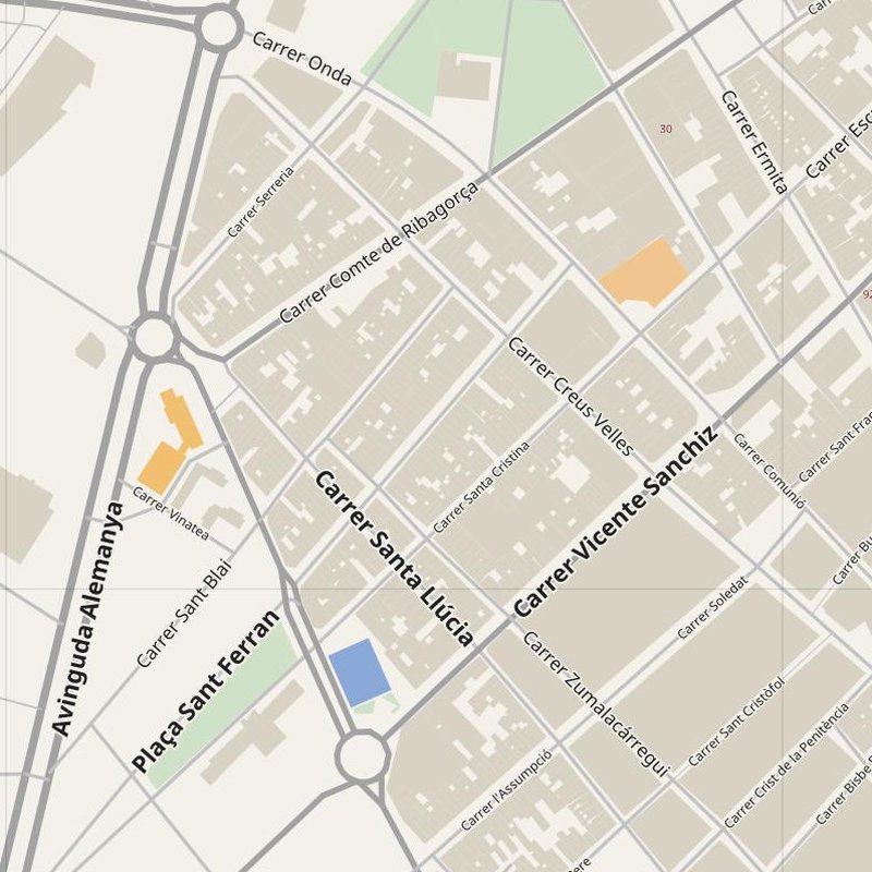Almassora street map with house numbers — printable address map PDF, Spain