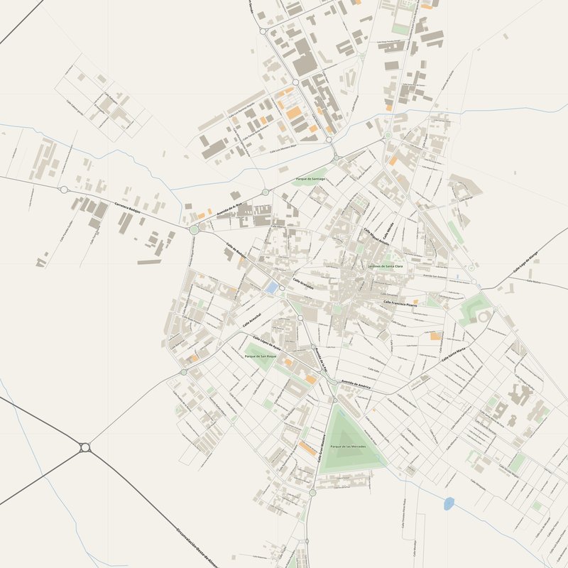 Almendralejo Map PDF — Printable Street Map Poster with House Numbers