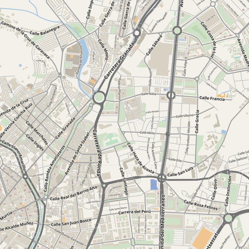 Almería street map with house numbers — printable address map PDF, Spain