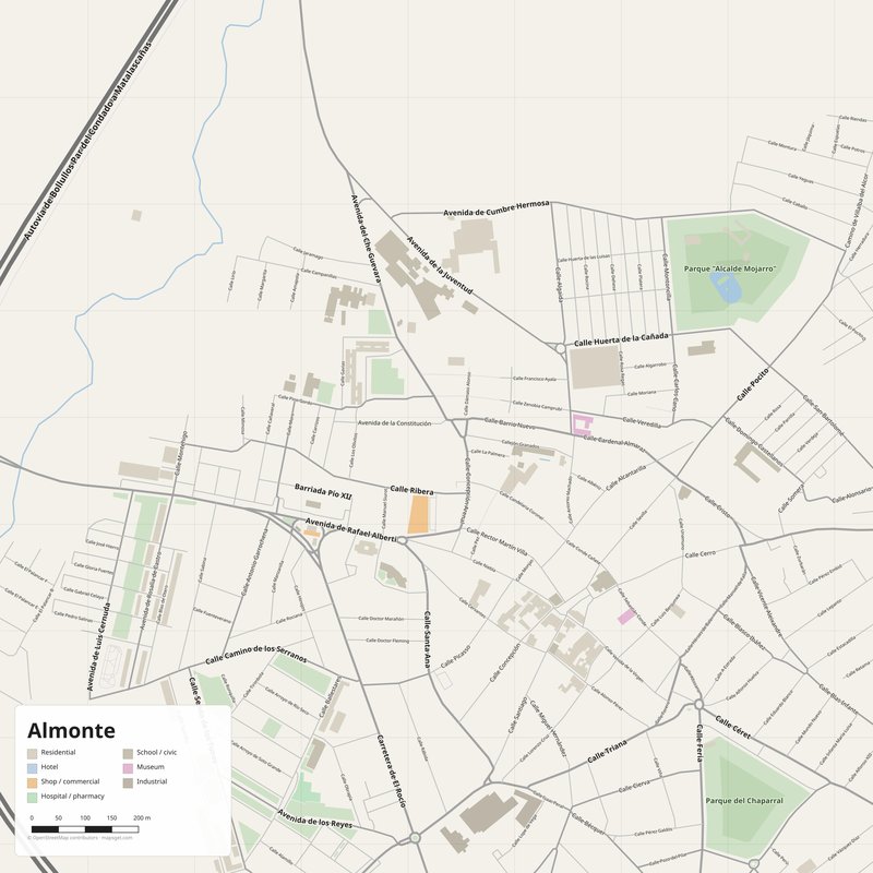 Almonte Map PDF — Printable Street Map Poster with House Numbers