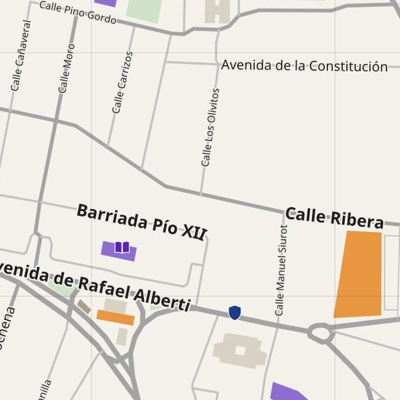 Almonte map with house numbers, hospitals, police and fire stations — printable PDF, Spain