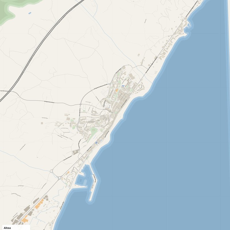 Altea Map PDF — Printable Street Map Poster with House Numbers