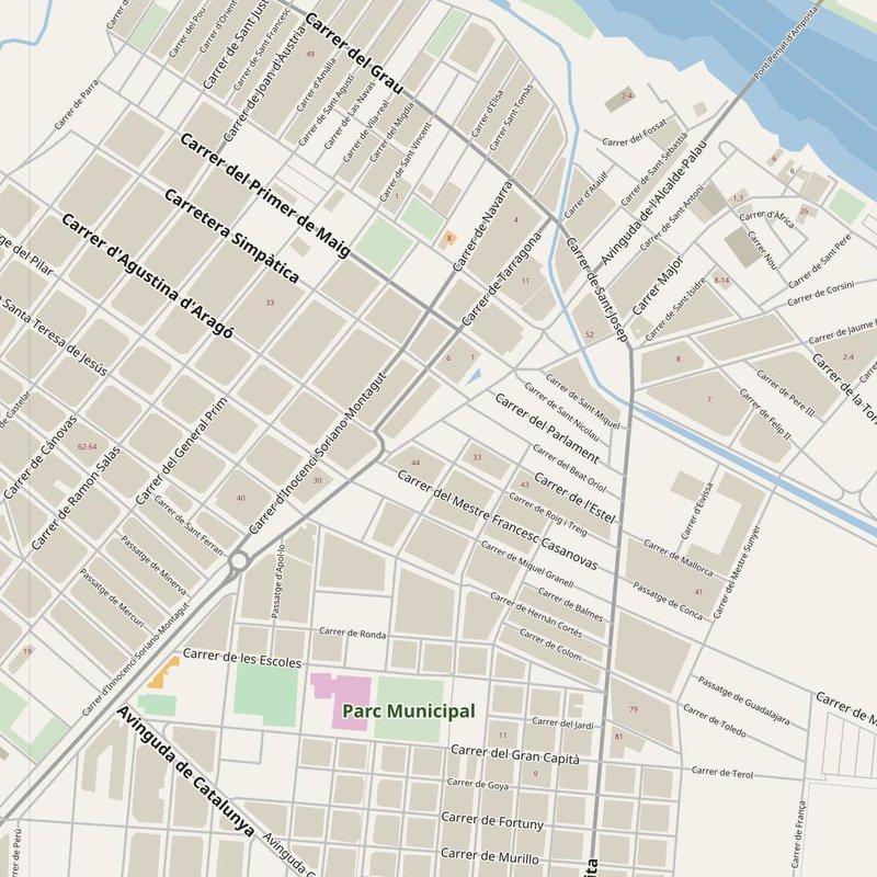 Amposta street map with house numbers — printable address map PDF, Spain