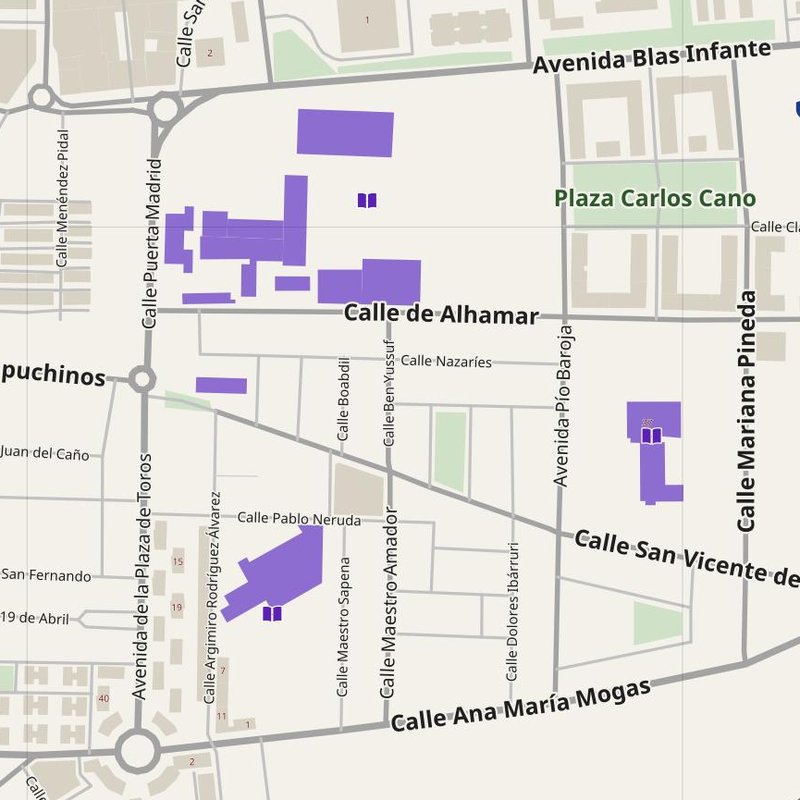 Andújar map with house numbers, hospitals, police and fire stations — printable PDF, Spain