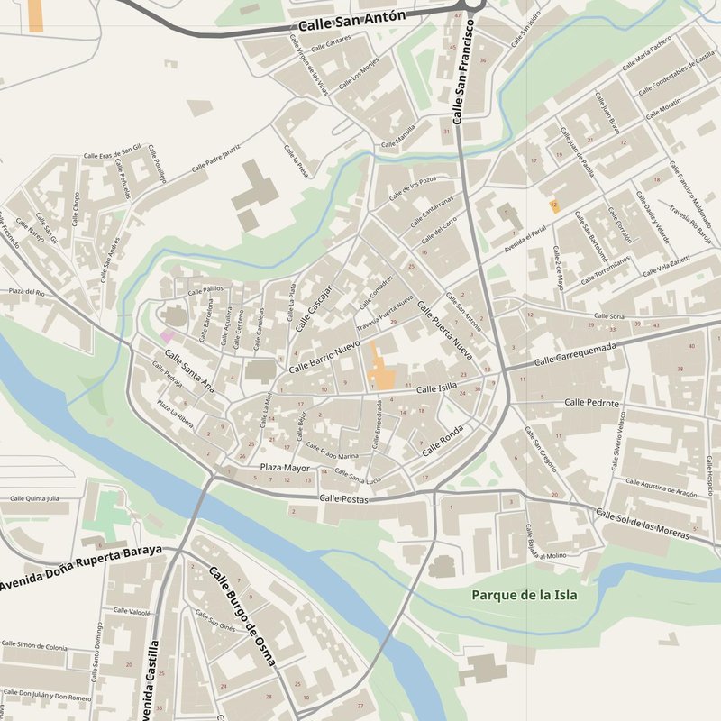 Aranda de Duero street map with house numbers — printable address map PDF, Spain