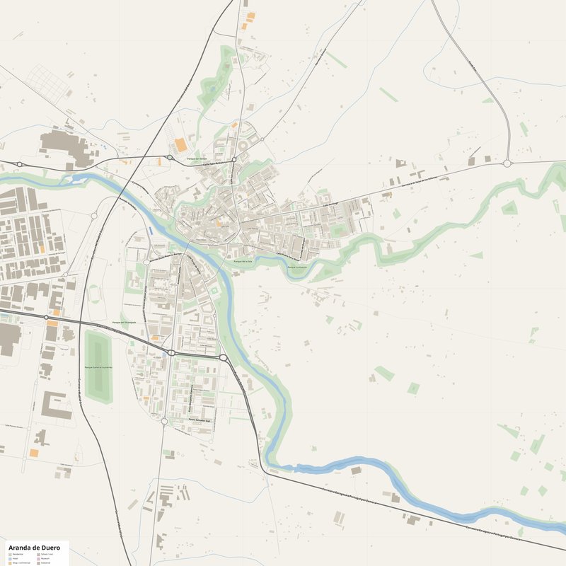 Aranda de Duero Map PDF — Printable Street Map Poster with House Numbers