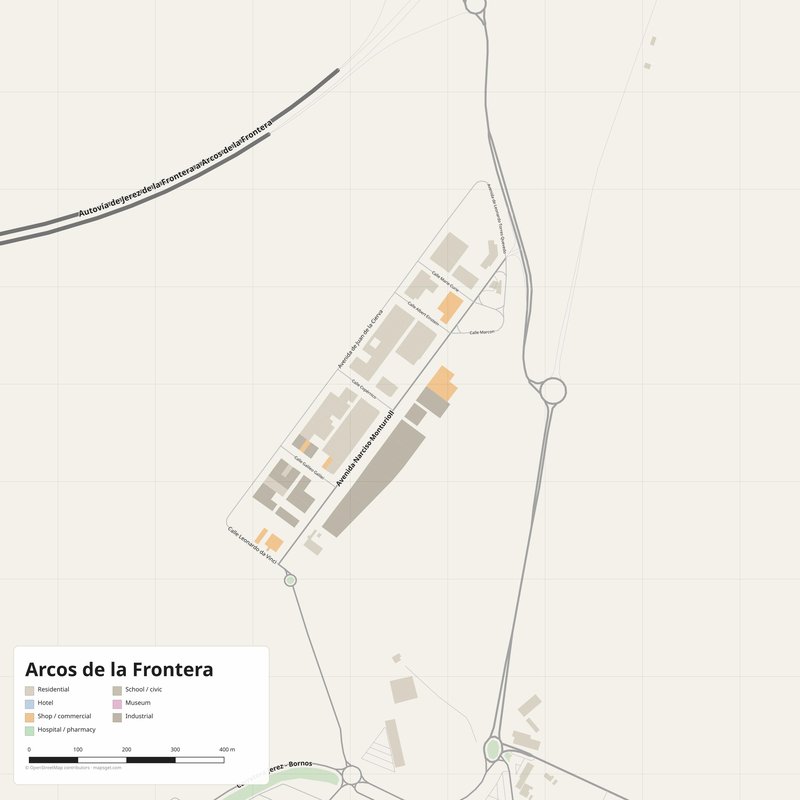 Arcos de la Frontera Map PDF — Printable Street Map Poster with House Numbers