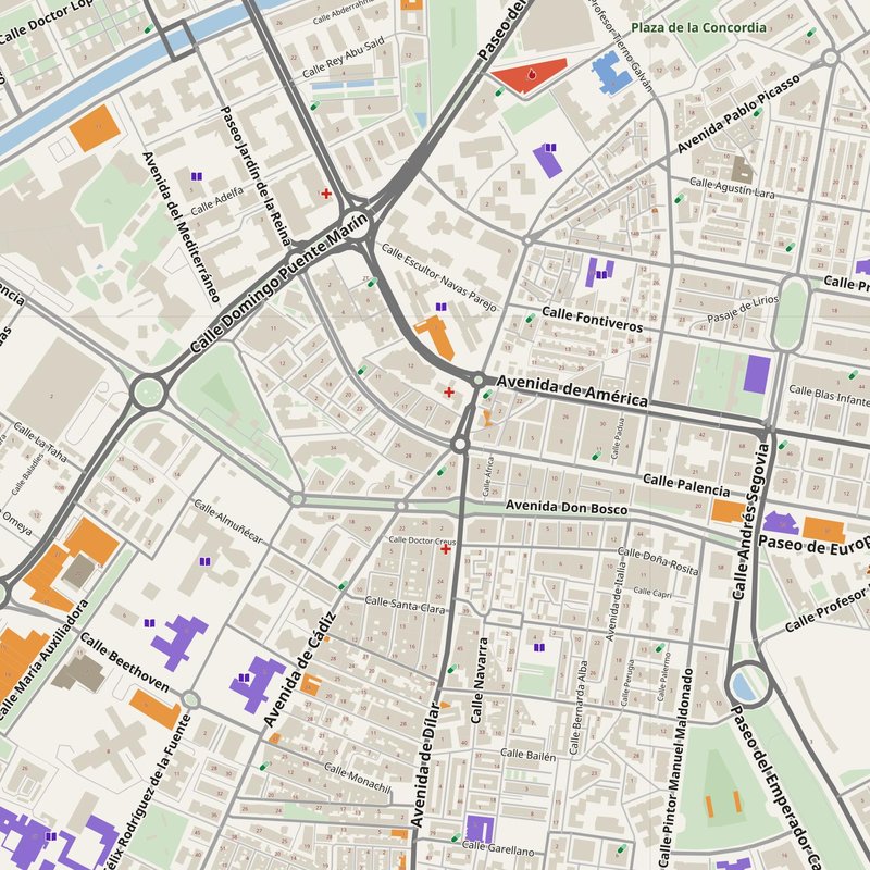 Armilla map with house numbers, hospitals, police and fire stations — printable PDF, Spain
