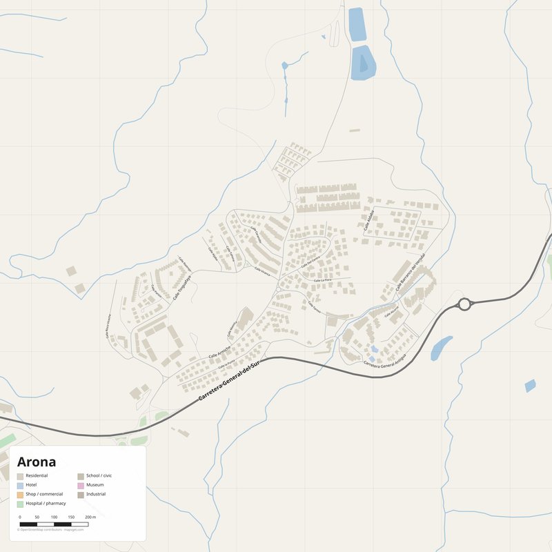 Arona Map PDF — Printable Street Map Poster with House Numbers