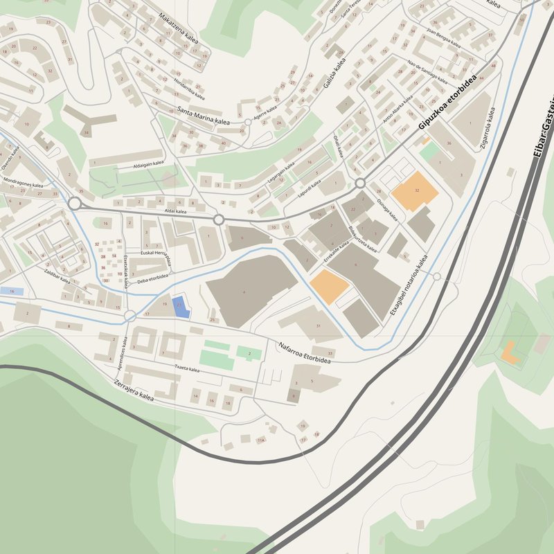 Arrasate / Mondragón street map with house numbers — printable address map PDF, Spain