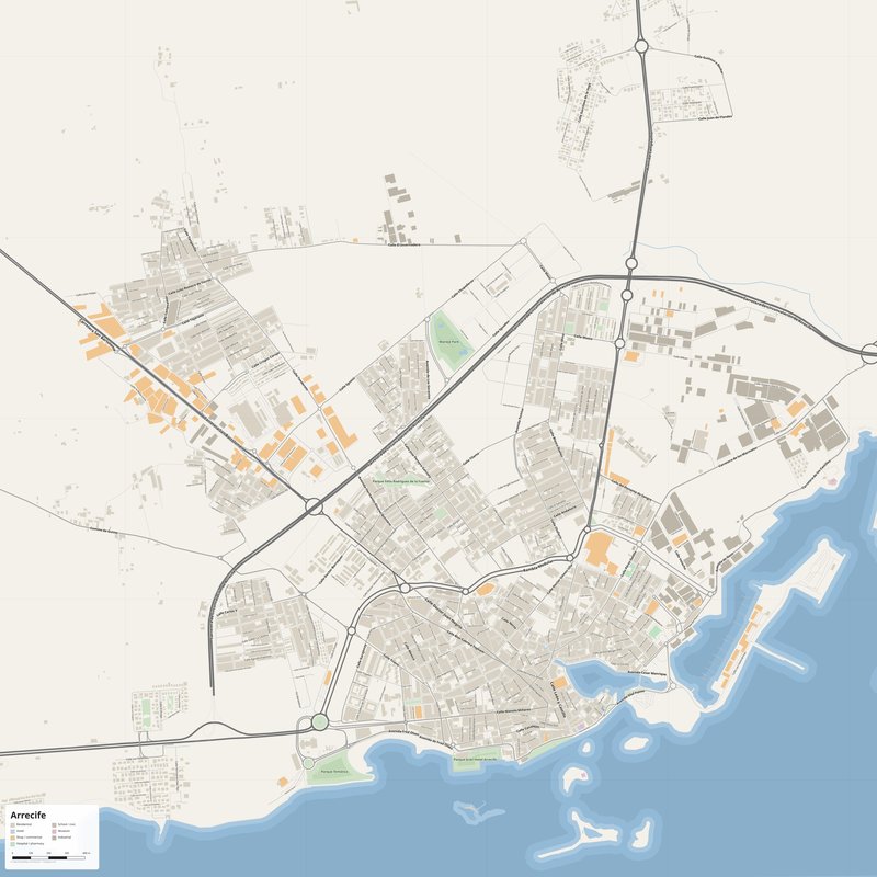 Arrecife Map PDF — Printable Street Map Poster with House Numbers