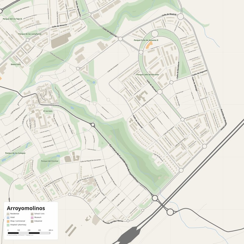 Arroyomolinos Map PDF — Printable Street Map Poster with House Numbers