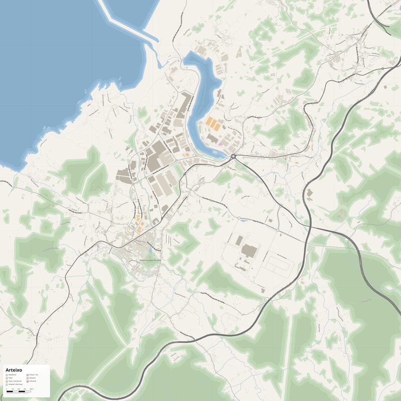 Arteixo Map PDF — Printable Street Map Poster with House Numbers