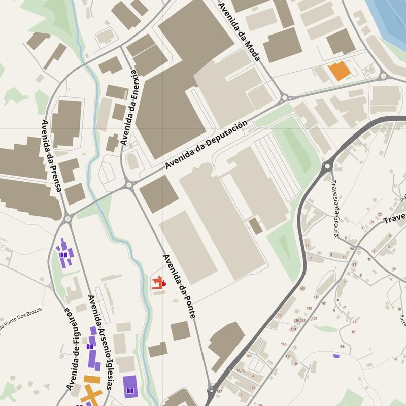 Arteixo map with house numbers, hospitals, police and fire stations — printable PDF, Spain