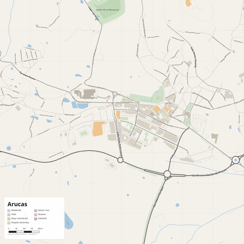 Arucas Map PDF — Printable Street Map Poster with House Numbers