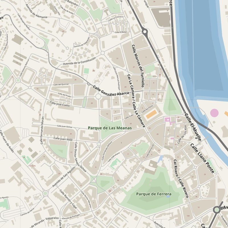 Avilés street map with house numbers — printable address map PDF, Spain