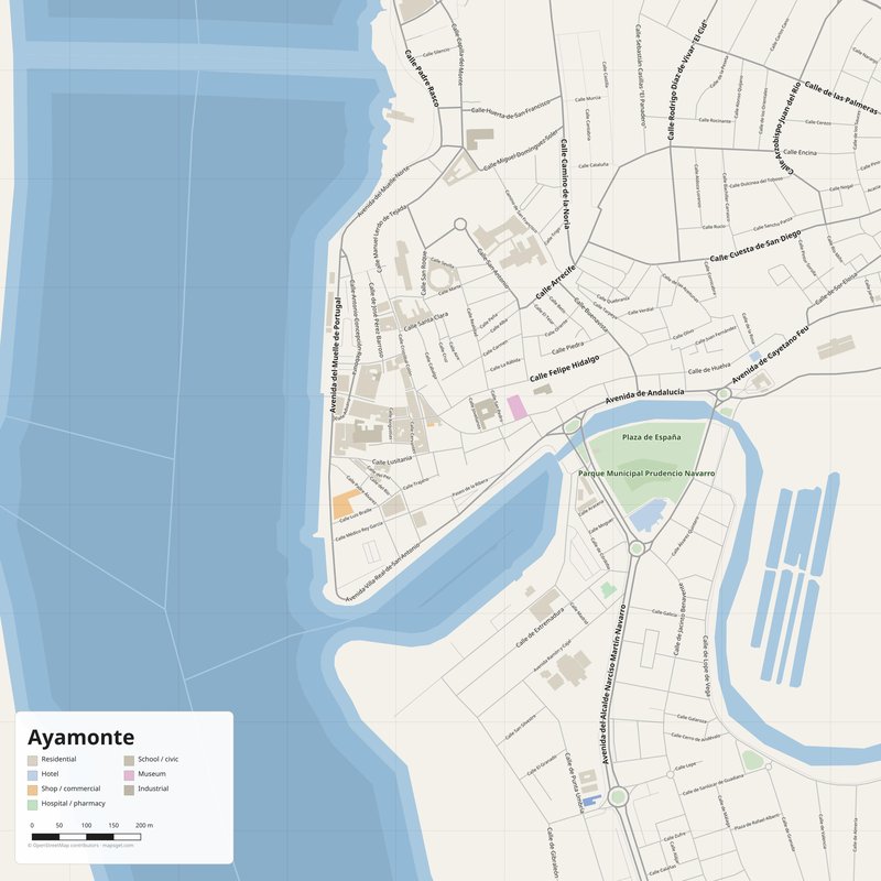 Ayamonte Map PDF — Printable Street Map Poster with House Numbers