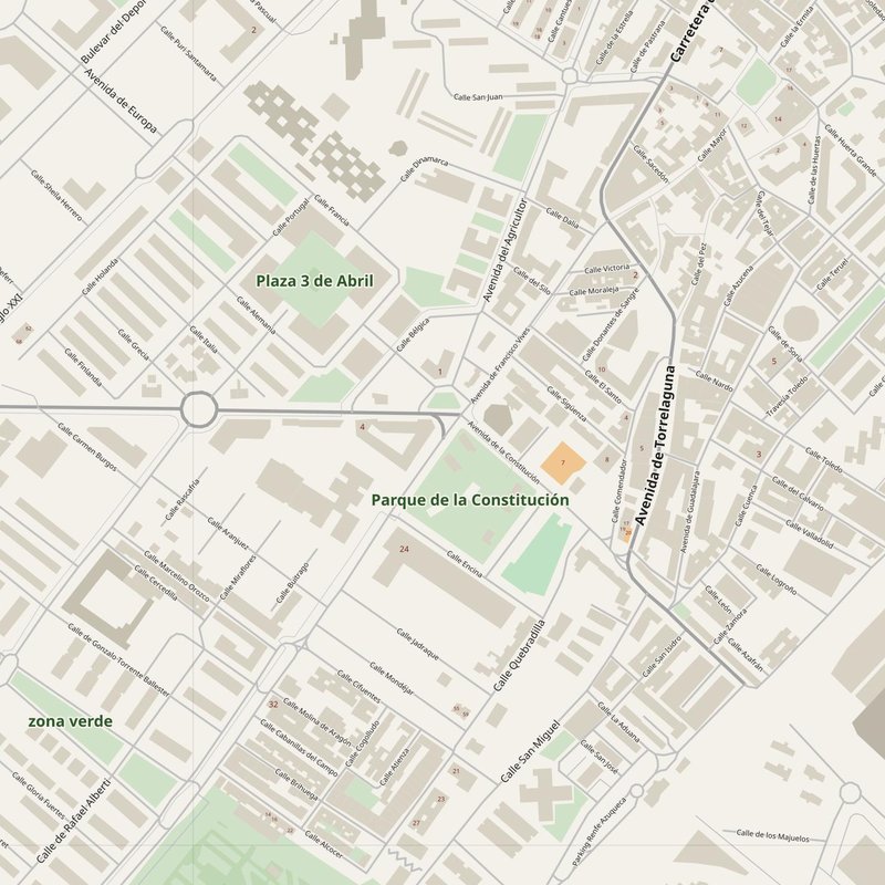 Azuqueca de Henares street map with house numbers — printable address map PDF, Spain