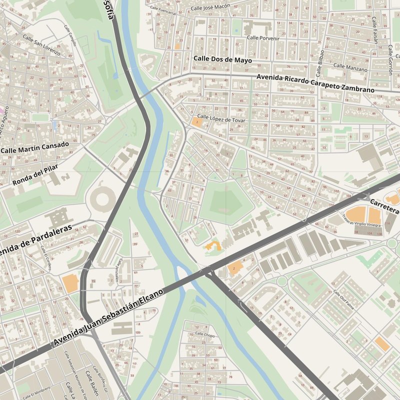 Badajoz street map with house numbers — printable address map PDF, Spain