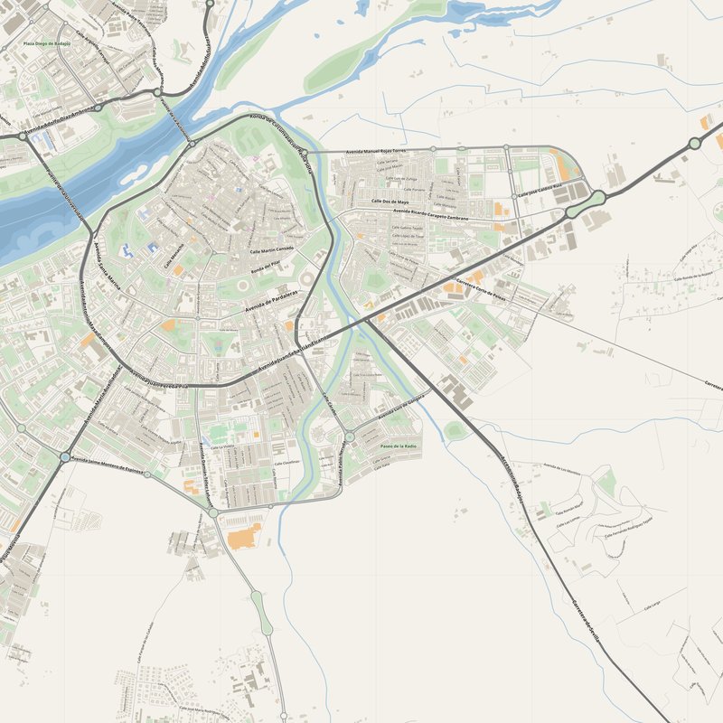 Badajoz Map PDF — Printable Street Map Poster with House Numbers