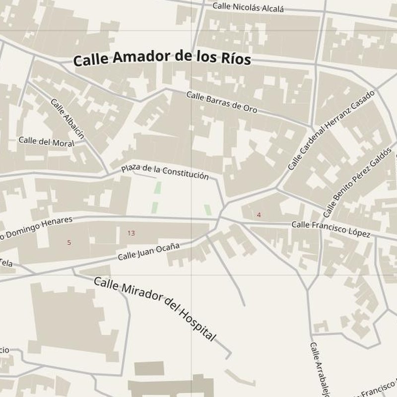 Baena street map with house numbers — printable address map PDF, Spain