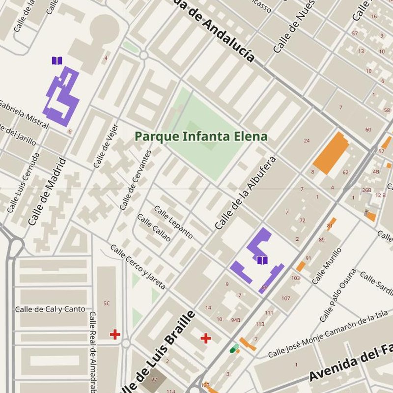 Barbate map with house numbers, hospitals, police and fire stations — printable PDF, Spain