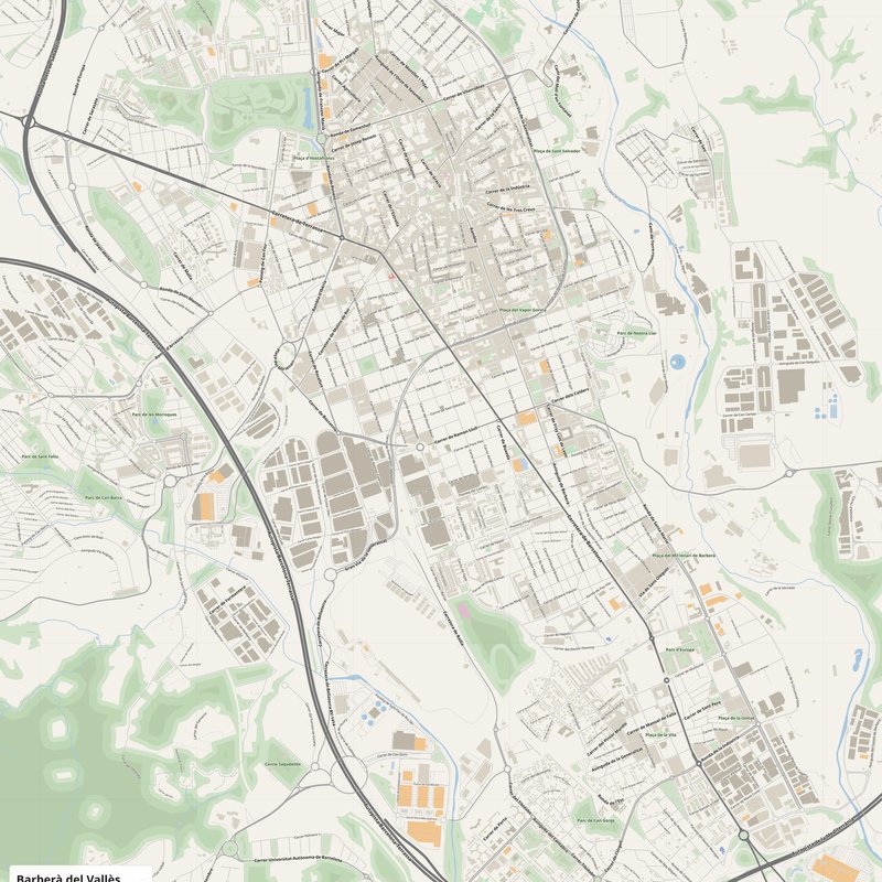 Barberà del Vallès Map PDF — Printable Street Map Poster with House Numbers