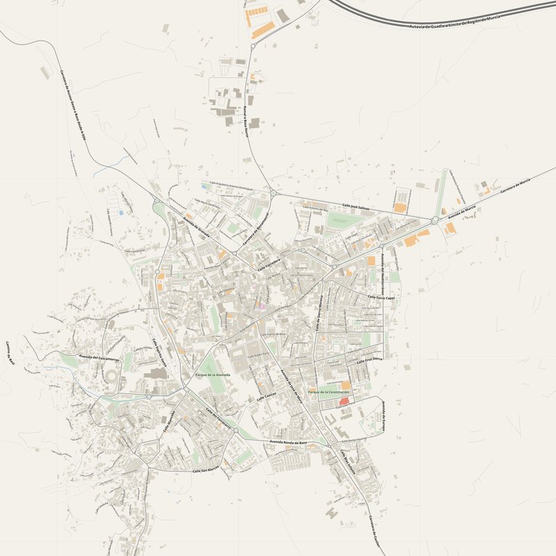 Baza Map PDF — Printable Street Map Poster with House Numbers