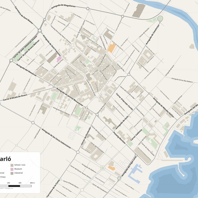 Benicarló Map PDF — Printable Street Map Poster with House Numbers