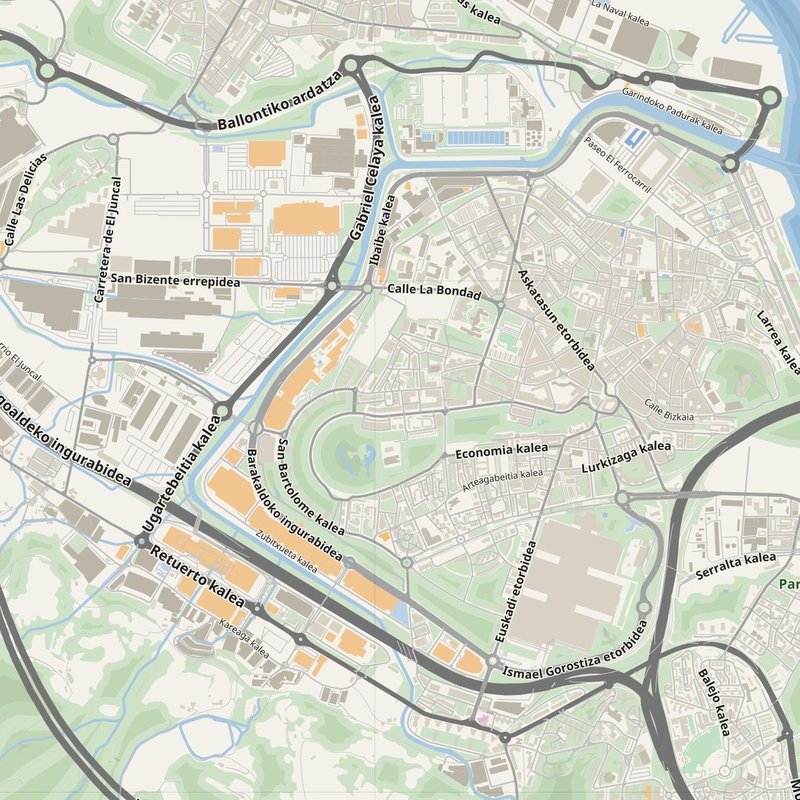 Bilbao street map with house numbers — printable address map PDF, Spain