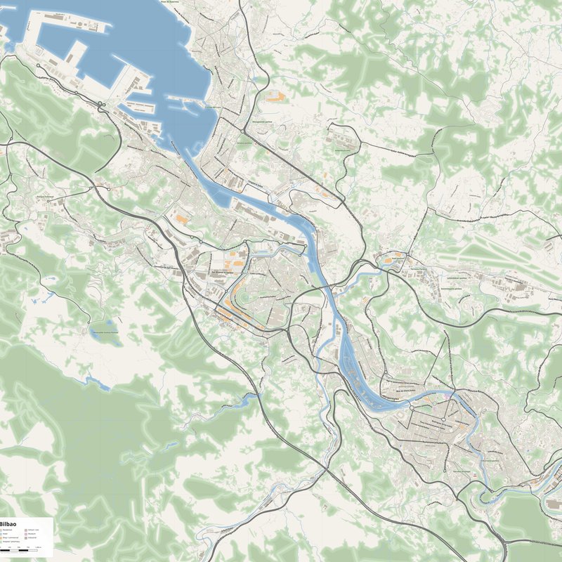 Bilbao Map PDF — Printable Street Map Poster with House Numbers