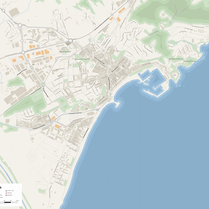 Blanes Map PDF — Printable Street Map Poster with House Numbers