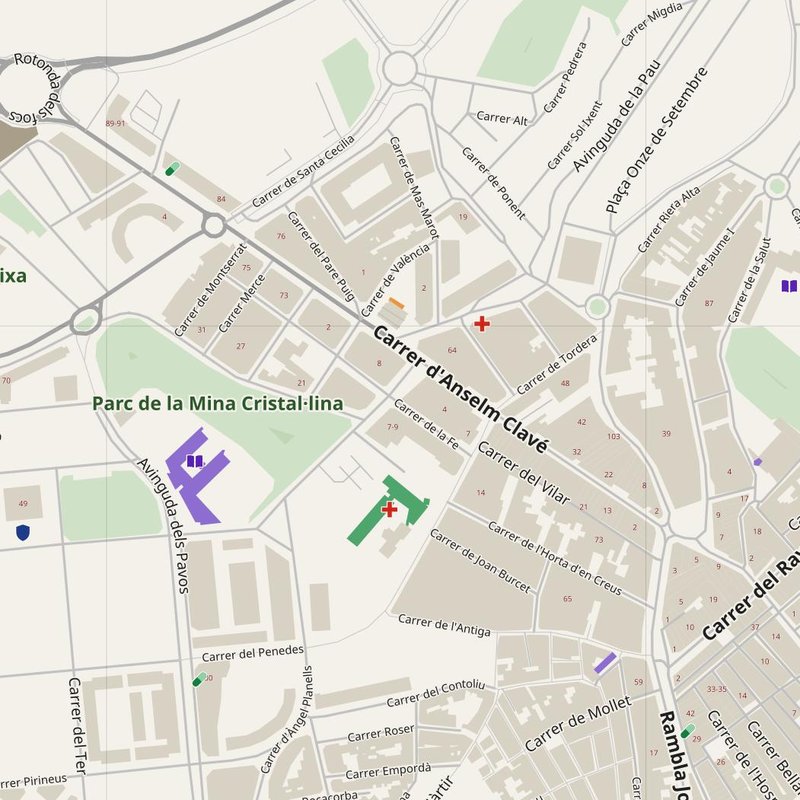 Blanes map with house numbers, hospitals, police and fire stations — printable PDF, Spain