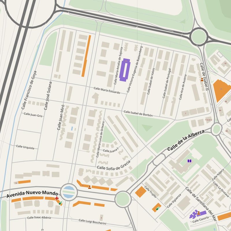 Boadilla del Monte map with house numbers, hospitals, police and fire stations — printable PDF, Spain