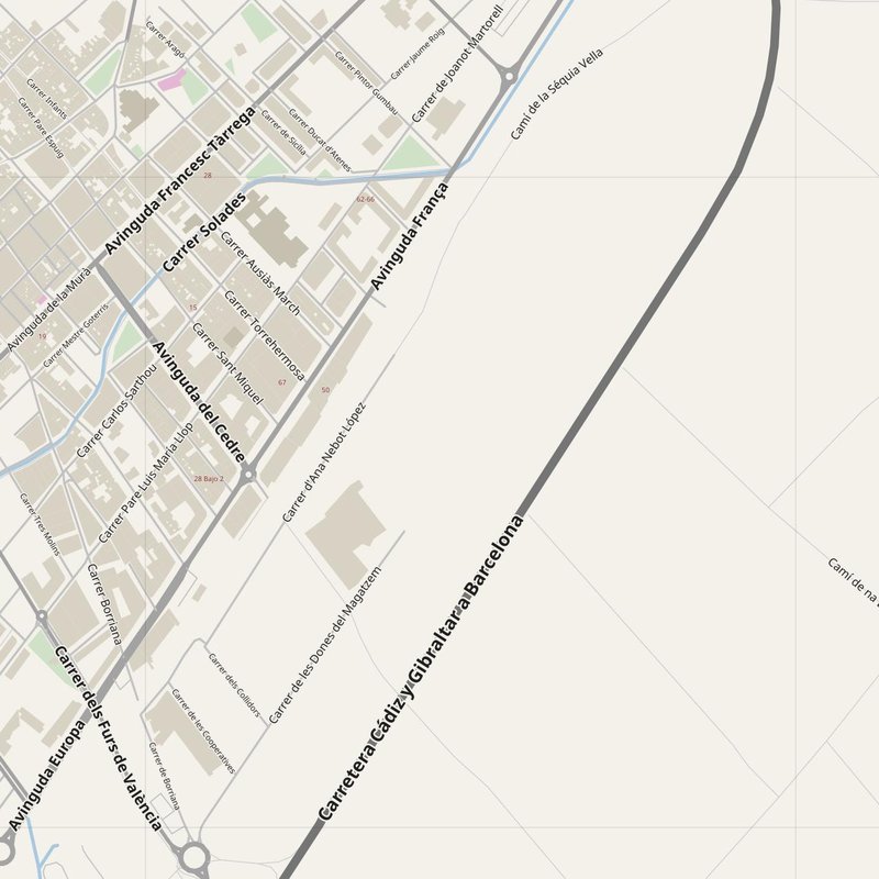 Burriana street map with house numbers — printable address map PDF, Spain