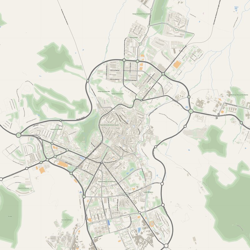 Cáceres Map PDF — Printable Street Map Poster with House Numbers