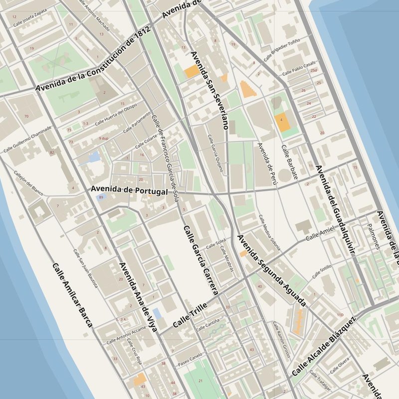 Cadiz street map with house numbers — printable address map PDF, Spain